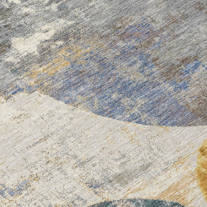 10' X 14' Gray Gold And Ivory Geometric Washable Indoor Outdoor Area Rug HomeRoots