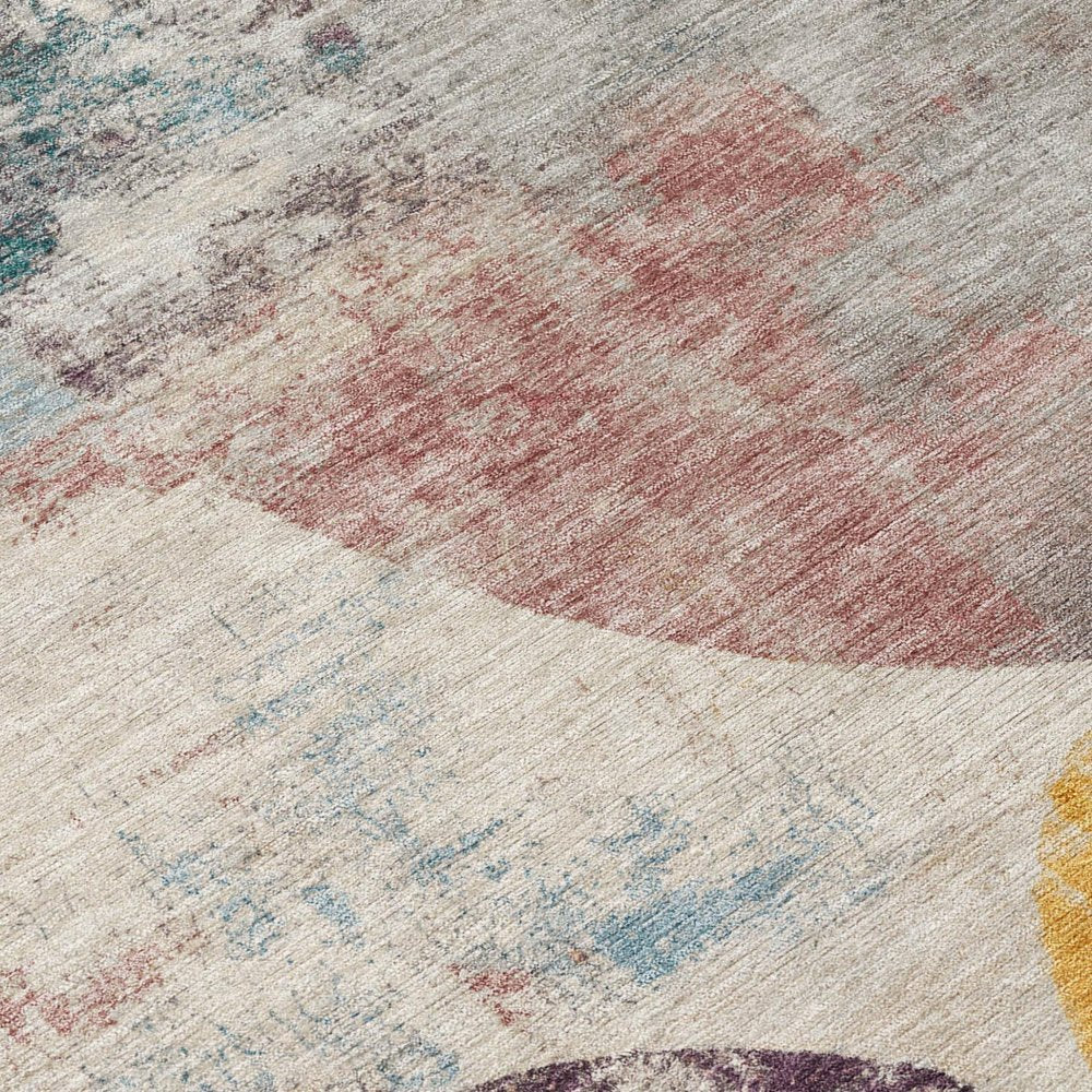 5' X 8' Beige Teal Blue And Gold Geometric Washable Indoor Outdoor Area Rug HomeRoots