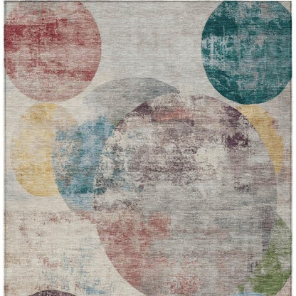 8' X 10' Beige Teal Blue And Gold Geometric Washable Indoor Outdoor Area Rug HomeRoots