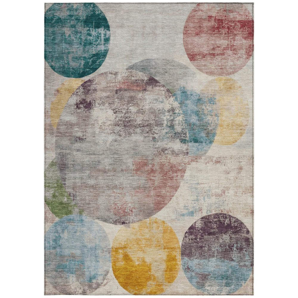 10' X 14' Beige Teal Blue And Gold Geometric Washable Indoor Outdoor Area Rug HomeRoots