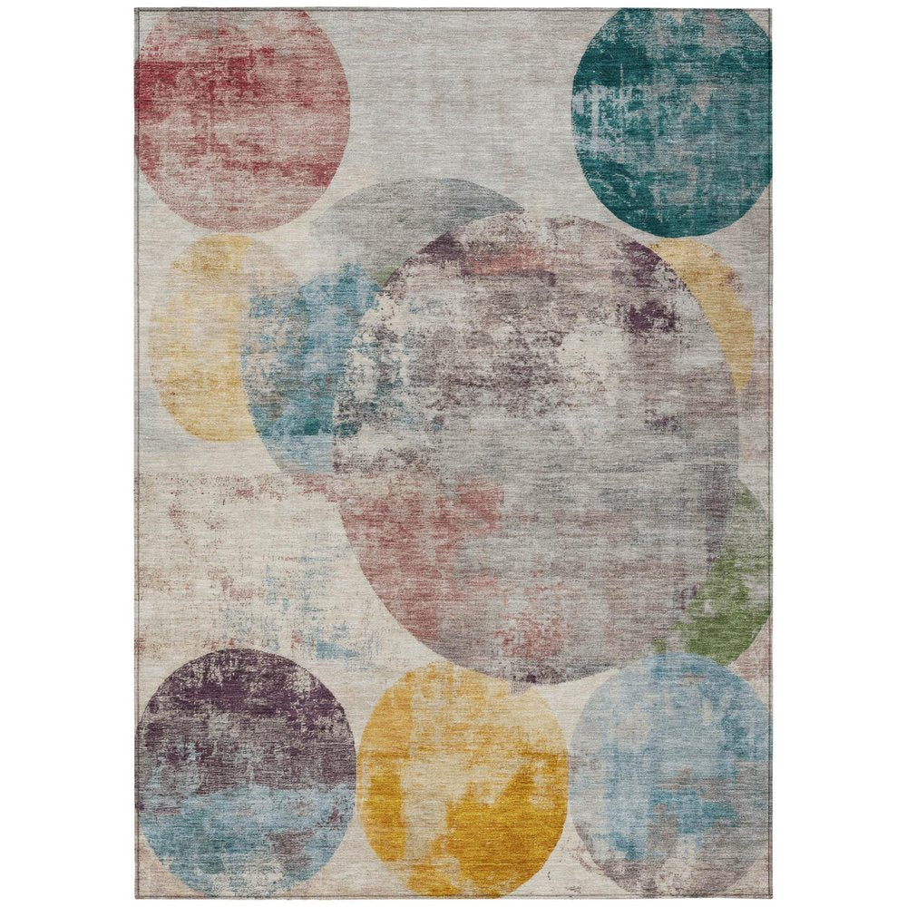 10' X 14' Beige Teal Blue And Gold Geometric Washable Indoor Outdoor Area Rug HomeRoots