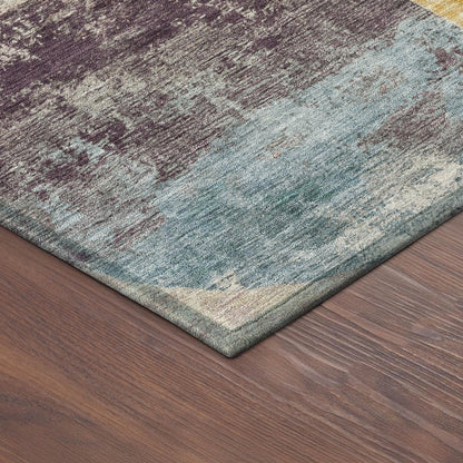 10' X 14' Beige Teal Blue And Gold Geometric Washable Indoor Outdoor Area Rug HomeRoots