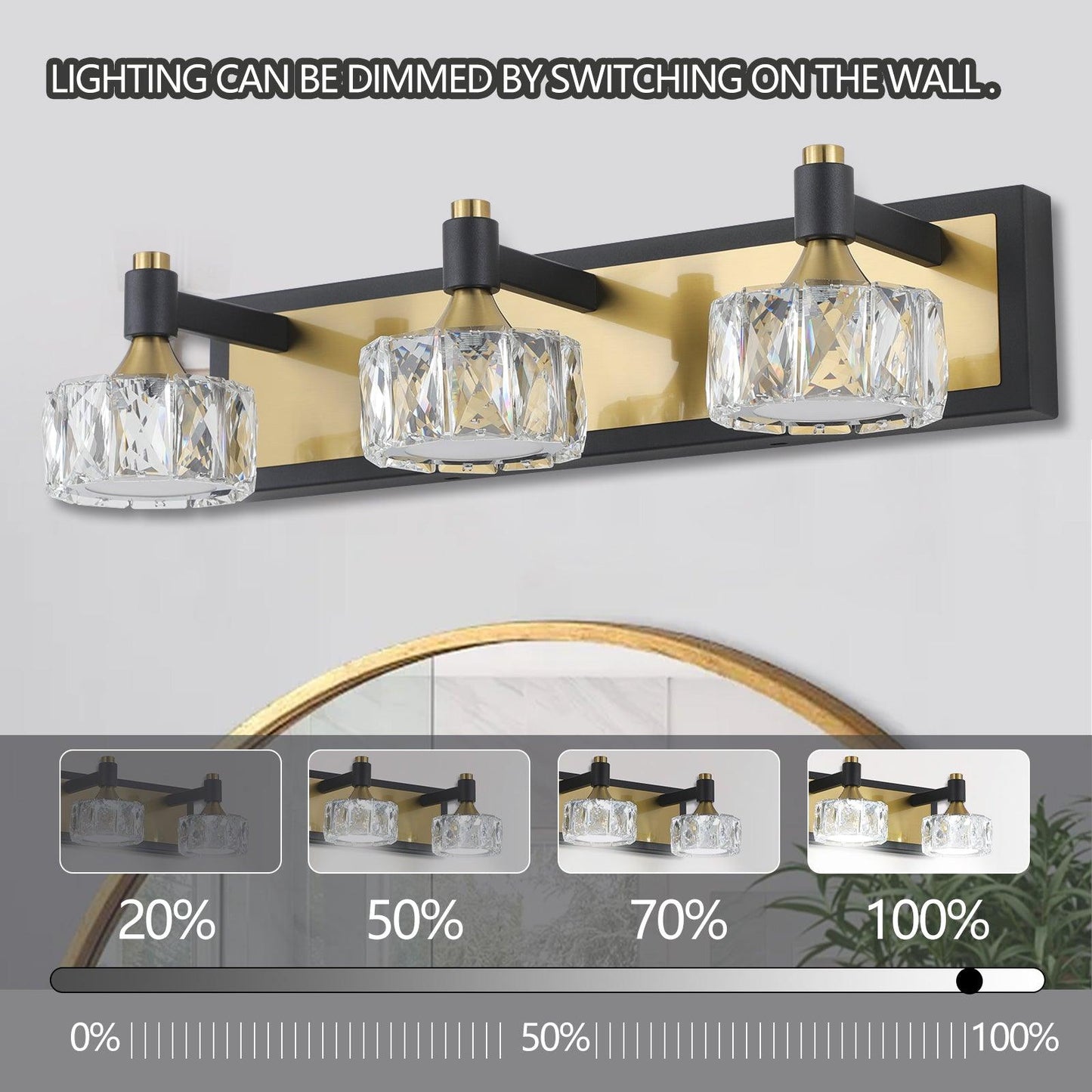 LED 3-Light Modern Crystal Bathroom Vanity Light Over Mirror Bath Wall Lighting Fixtures - FurniFindUSA