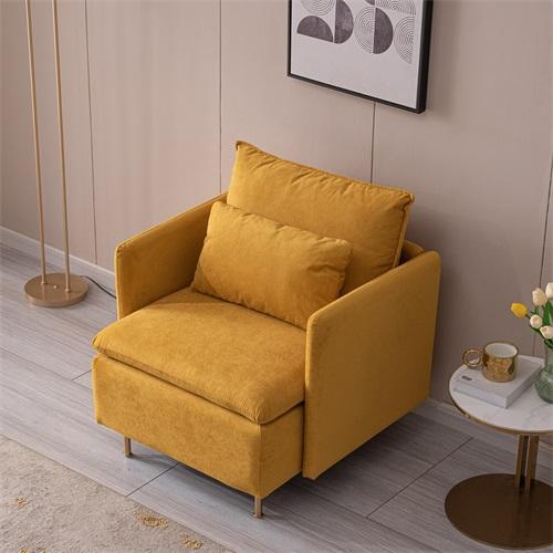 Modern fabric accent armchair,upholstered single sofa chair,Yellow Cotton Linen-30.7'' - FurniFindUSA