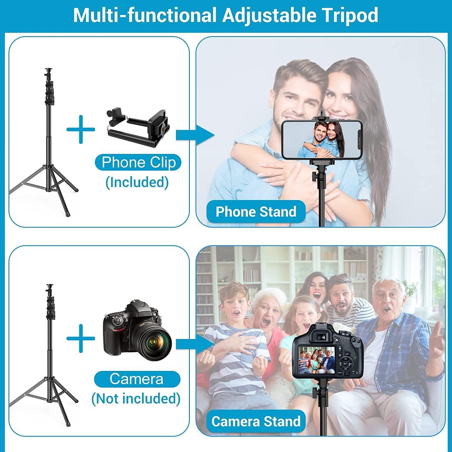 9 inch Ring Light with Stand and Phone Holder, 50" Tripod with Remote - FurniFindUSA