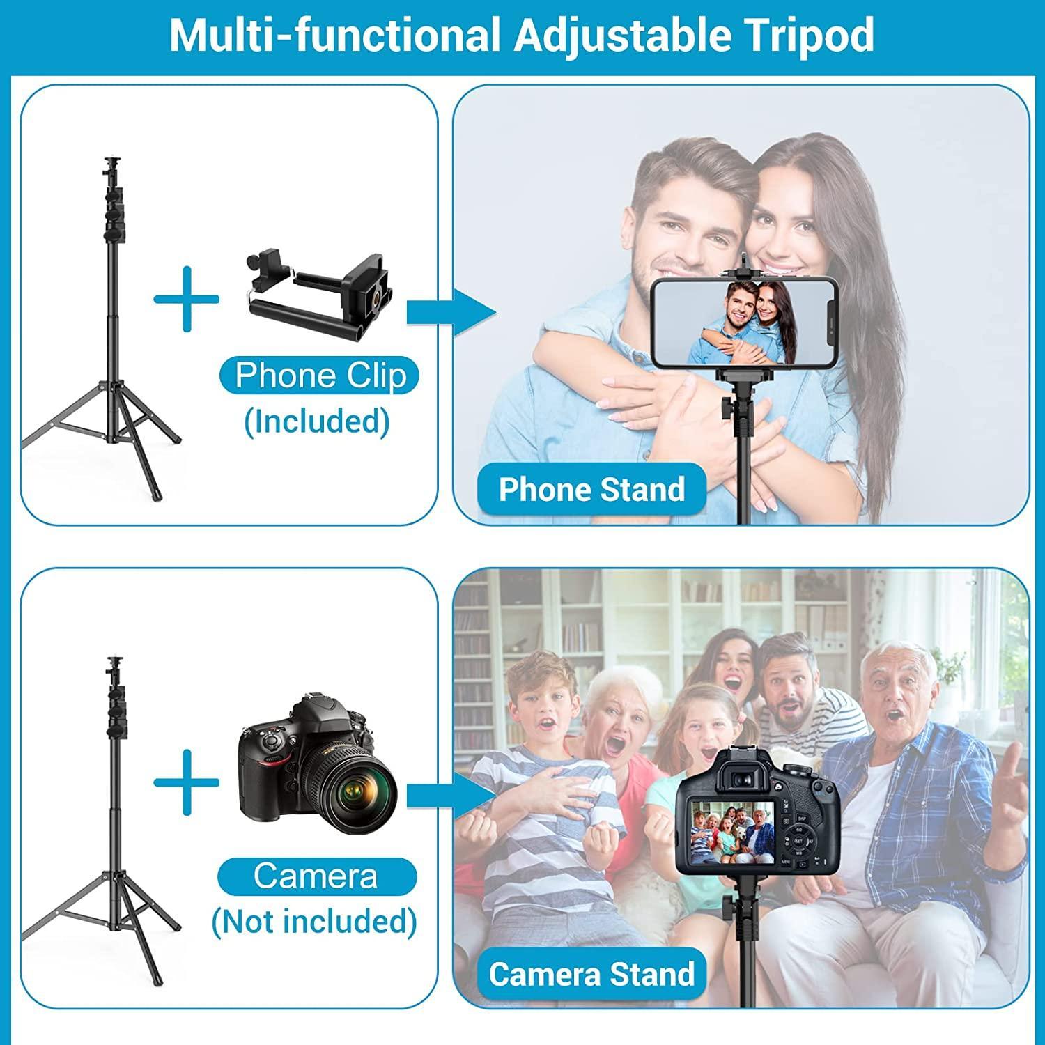 9 inch Ring Light with Stand and Phone Holder, 50" Tripod with Remote - FurniFindUSA