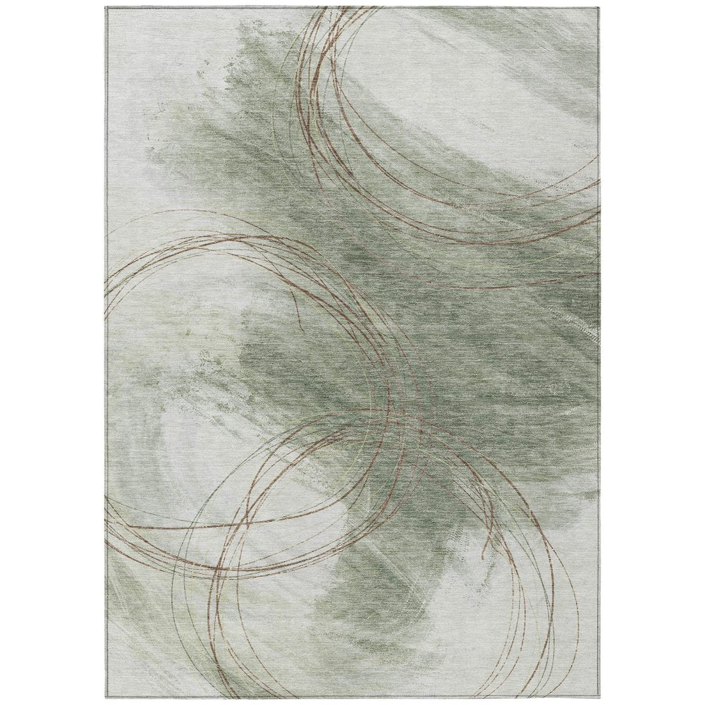 9' X 12' Sage Brown And Ivory Abstract Washable Indoor Outdoor Area Rug HomeRoots