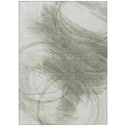 9' X 12' Sage Brown And Ivory Abstract Washable Indoor Outdoor Area Rug HomeRoots
