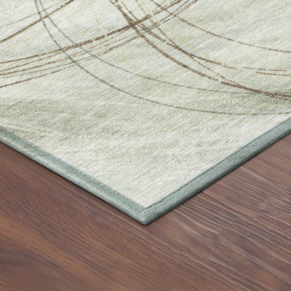 9' X 12' Sage Brown And Ivory Abstract Washable Indoor Outdoor Area Rug HomeRoots