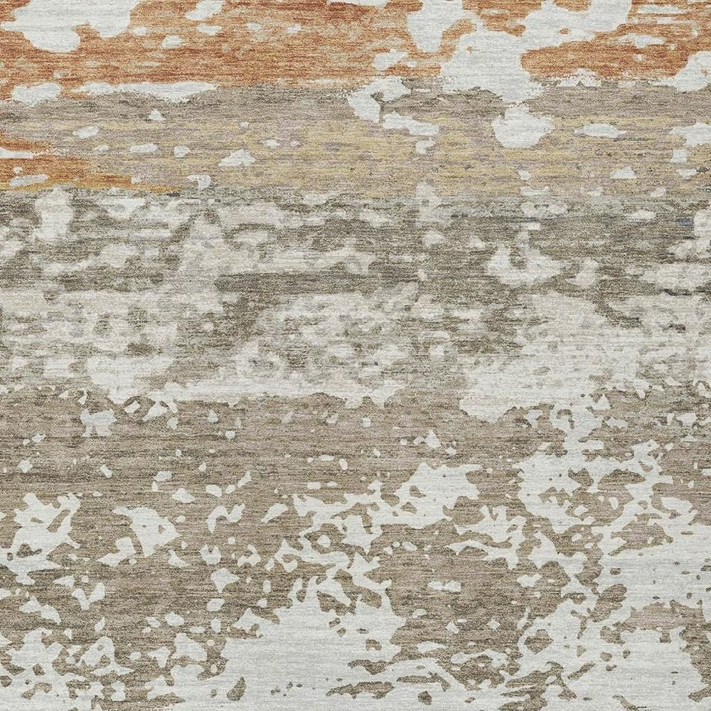 3' X 5' Taupe Copper And Ivory Striped Washable Indoor Outdoor Area Rug — view 4