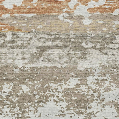 3' X 5' Taupe Copper And Ivory Striped Washable Indoor Outdoor Area Rug HomeRoots