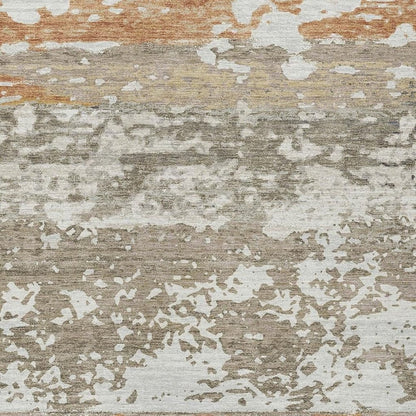 5' X 8' Taupe Copper And Ivory Striped Washable Indoor Outdoor Area Rug HomeRoots