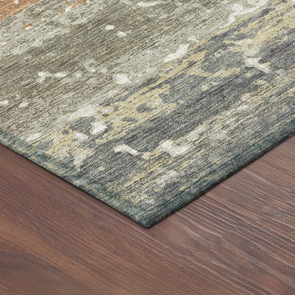 5' X 8' Taupe Copper And Ivory Striped Washable Indoor Outdoor Area Rug HomeRoots