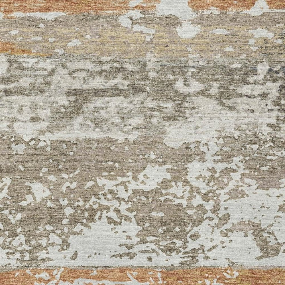 5' X 8' Taupe Copper And Ivory Striped Washable Indoor Outdoor Area Rug HomeRoots