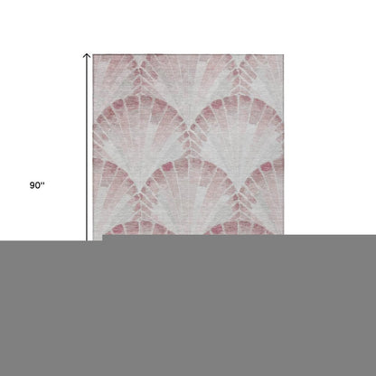 5' X 8' Blush And Ivory Seashell Washable Indoor Outdoor Area Rug HomeRoots