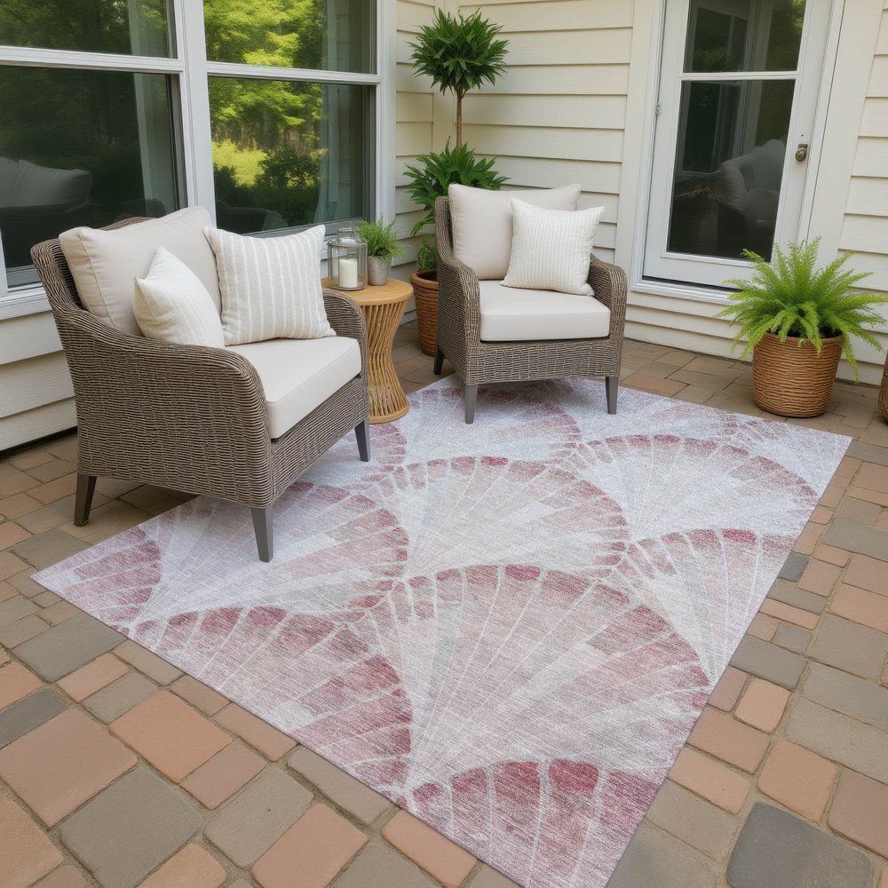 5' X 8' Blush And Ivory Seashell Washable Indoor Outdoor Area Rug HomeRoots
