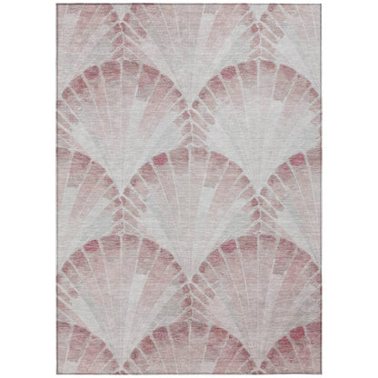 5' X 8' Blush And Ivory Seashell Washable Indoor Outdoor Area Rug HomeRoots