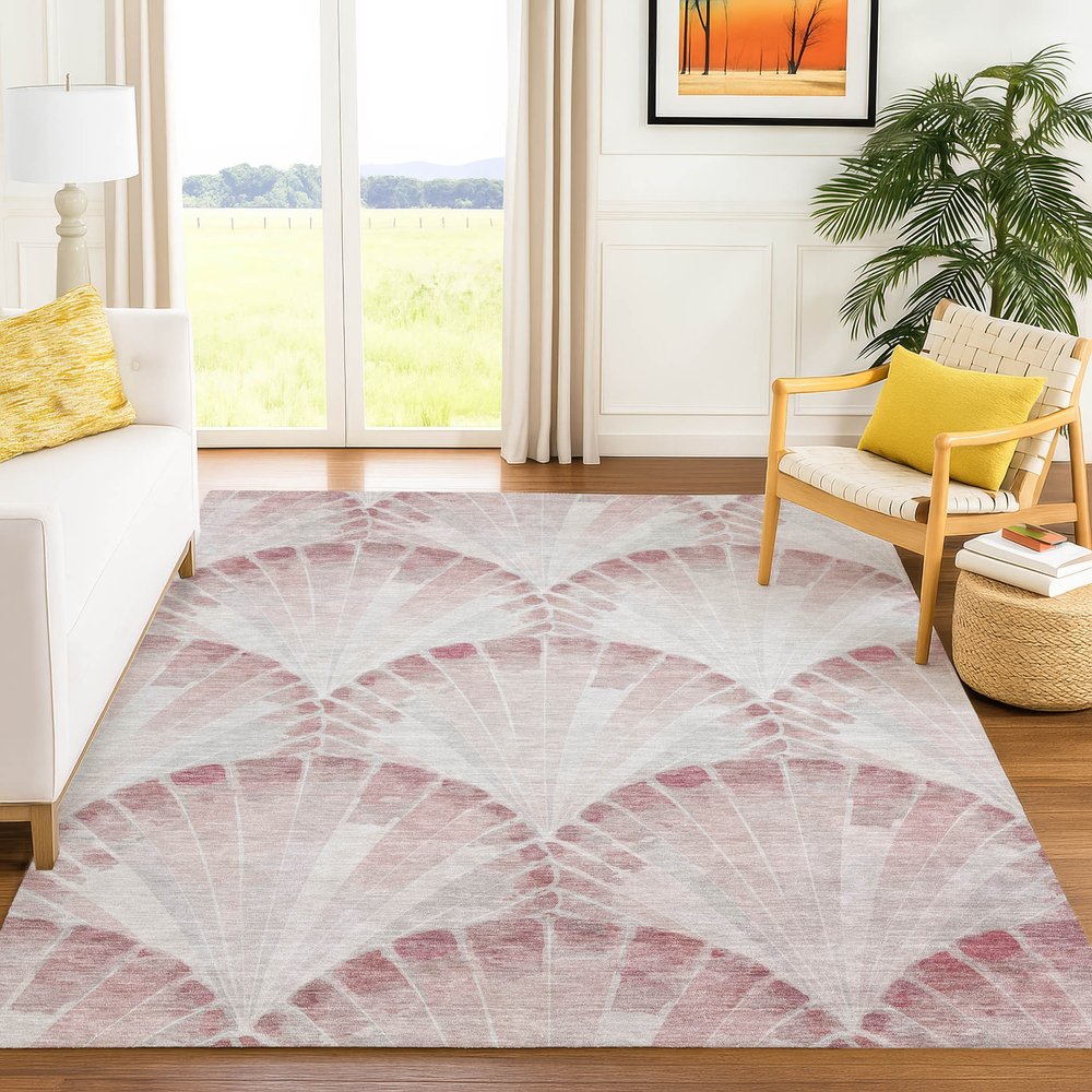 5' X 8' Blush And Ivory Seashell Washable Indoor Outdoor Area Rug — view 17