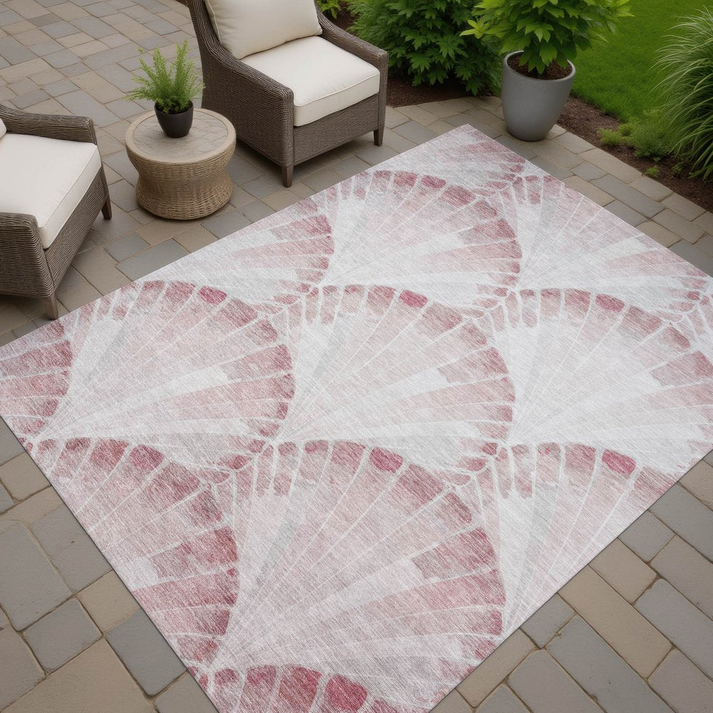 5' X 8' Blush And Ivory Seashell Washable Indoor Outdoor Area Rug HomeRoots