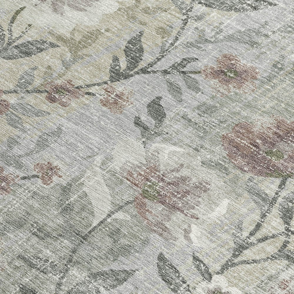 8' X 10' Beige Sage And Brown Floral Washable Indoor Outdoor Area Rug HomeRoots