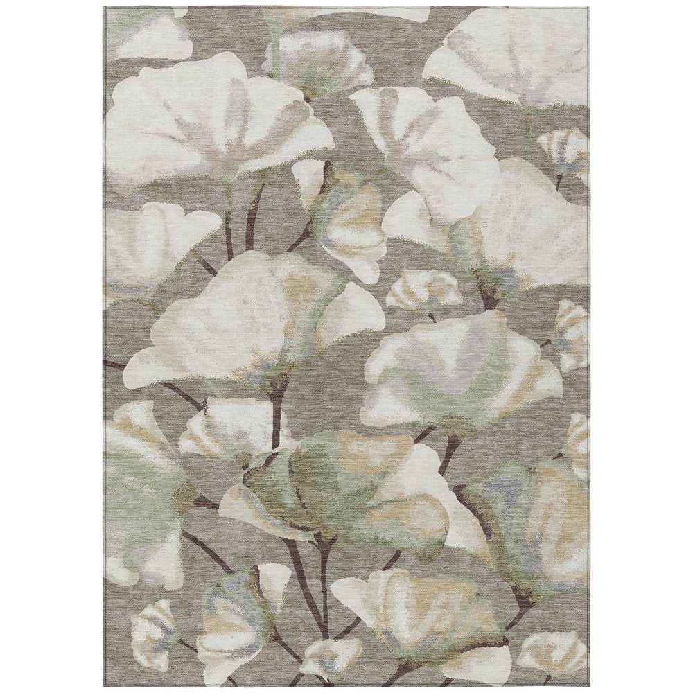 10' X 14' Taupe Ivory And Beige Botanical Leaves Washable Indoor Outdoor Area Rug HomeRoots