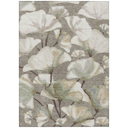 10' X 14' Taupe Ivory And Beige Botanical Leaves Washable Indoor Outdoor Area Rug HomeRoots