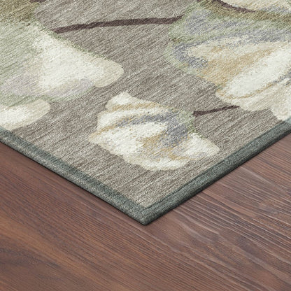 10' X 14' Taupe Ivory And Beige Botanical Leaves Washable Indoor Outdoor Area Rug HomeRoots