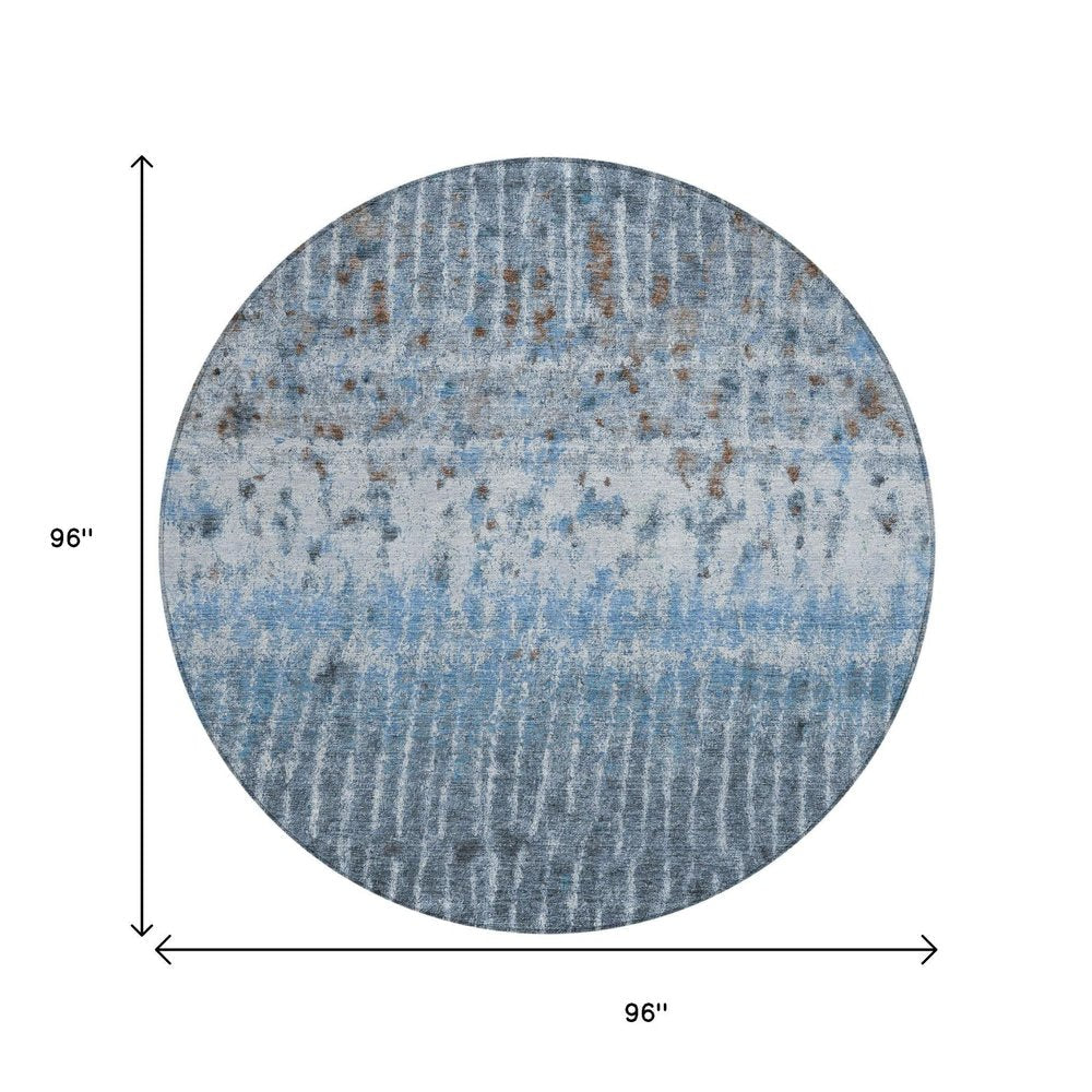 8' Blue And Green Round Abstract Washable Indoor Outdoor Area Rug HomeRoots