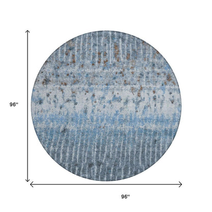 8' Blue And Green Round Abstract Washable Indoor Outdoor Area Rug HomeRoots