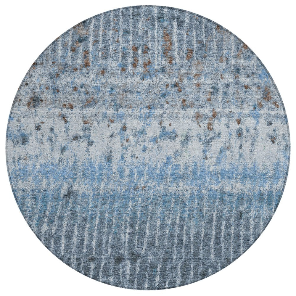 8' Blue And Green Round Abstract Washable Indoor Outdoor Area Rug HomeRoots
