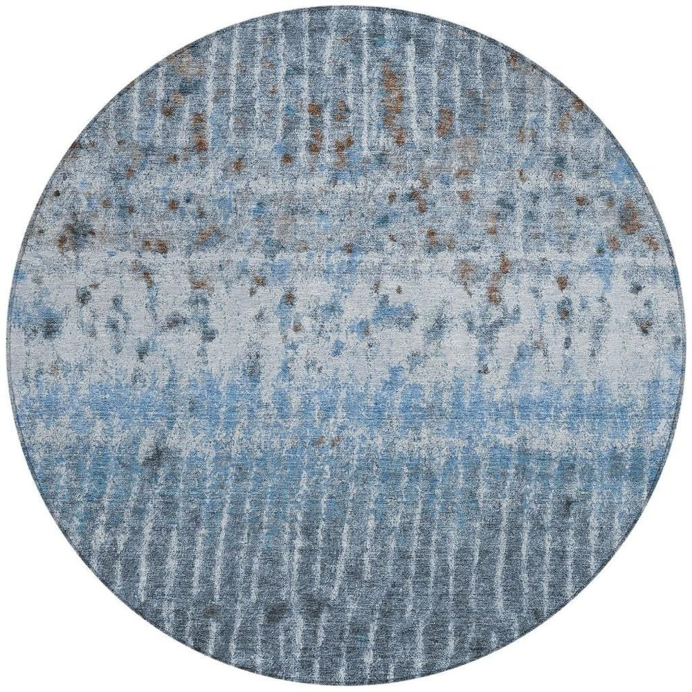 8' Blue And Green Round Abstract Washable Indoor Outdoor Area Rug HomeRoots