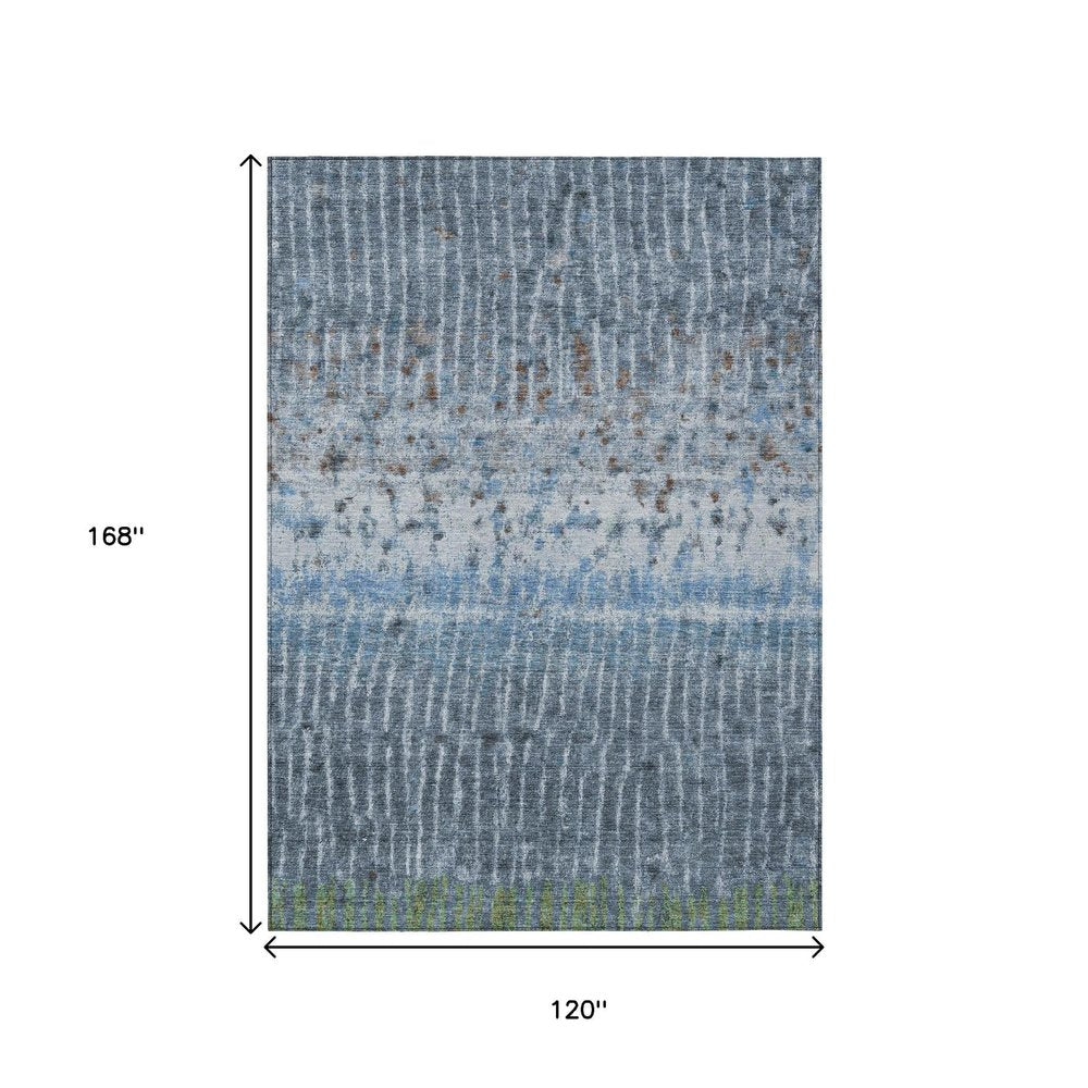 10' X 14' Blue And Green Abstract Washable Indoor Outdoor Area Rug HomeRoots