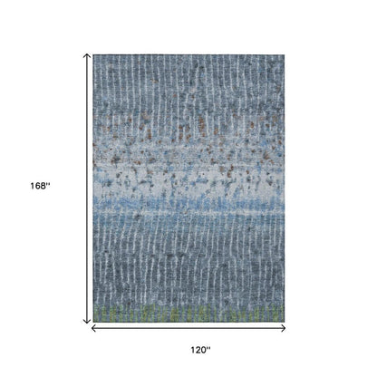 10' X 14' Blue And Green Abstract Washable Indoor Outdoor Area Rug HomeRoots