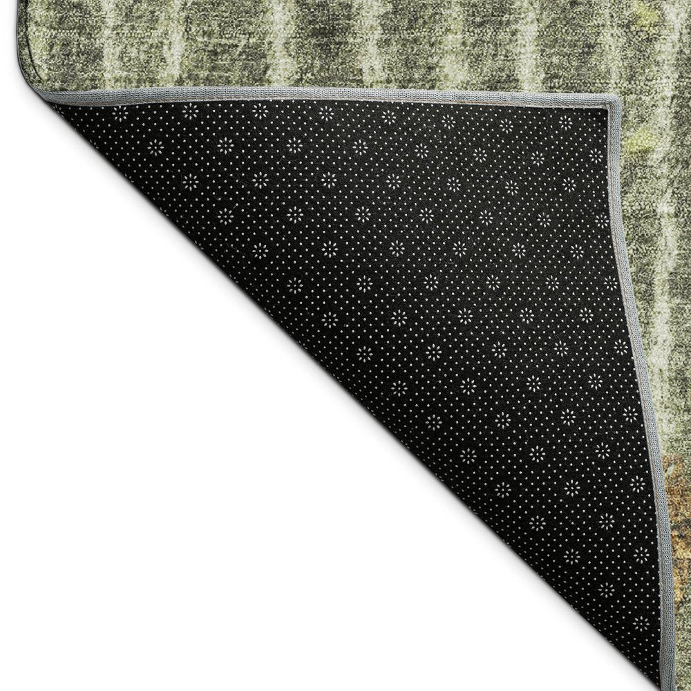 3' X 5' Olive Green And Copper Abstract Washable Indoor Outdoor Area Rug HomeRoots