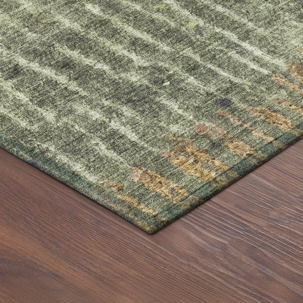 3' X 5' Olive Green And Copper Abstract Washable Indoor Outdoor Area Rug HomeRoots