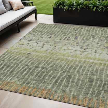 5' X 8' Olive Green And Copper Abstract Washable Indoor Outdoor Area Rug HomeRoots