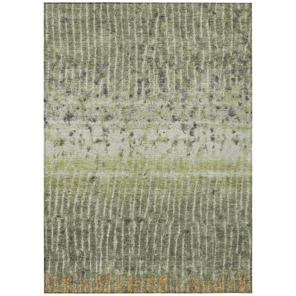 5' X 8' Olive Green And Copper Abstract Washable Indoor Outdoor Area Rug HomeRoots