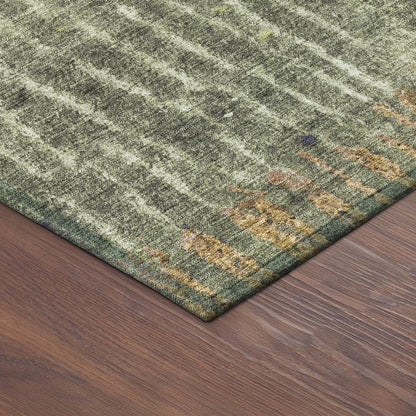 5' X 8' Olive Green And Copper Abstract Washable Indoor Outdoor Area Rug HomeRoots