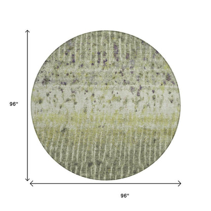 8' Olive Green And Copper Round Abstract Washable Indoor Outdoor Area Rug HomeRoots