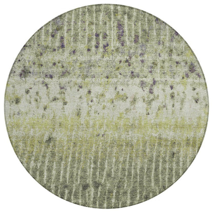8' Olive Green And Copper Round Abstract Washable Indoor Outdoor Area Rug HomeRoots
