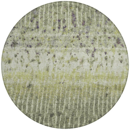 8' Olive Green And Copper Round Abstract Washable Indoor Outdoor Area Rug HomeRoots