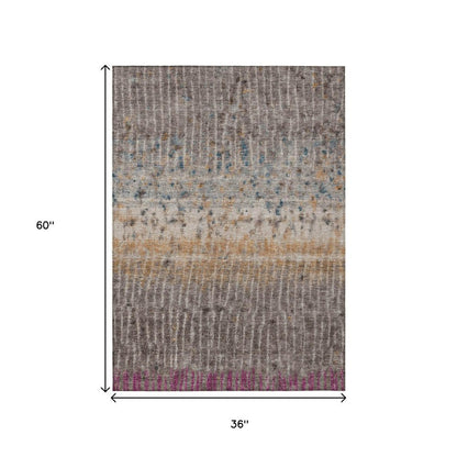 3' X 5' Taupe Merlot And Copper Abstract Washable Indoor Outdoor Area Rug HomeRoots