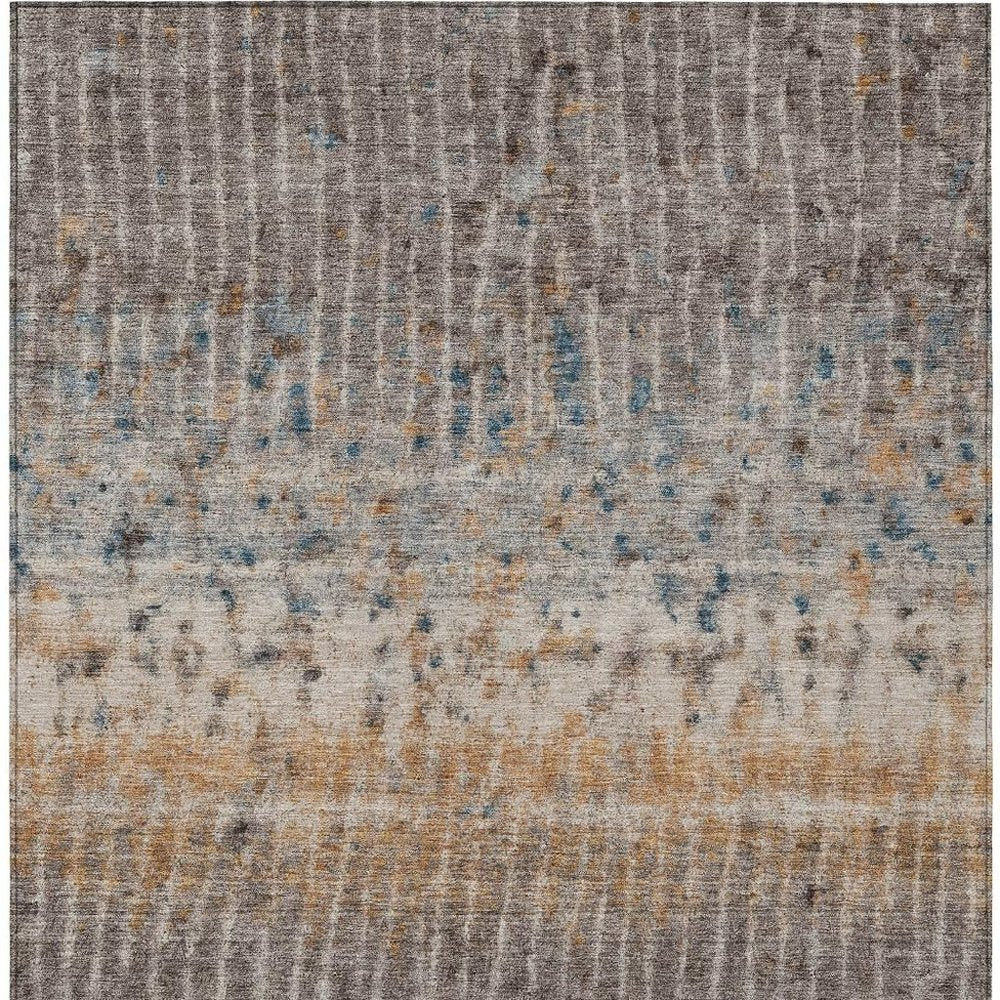 5' X 8' Taupe Merlot And Copper Abstract Washable Indoor Outdoor Area Rug HomeRoots
