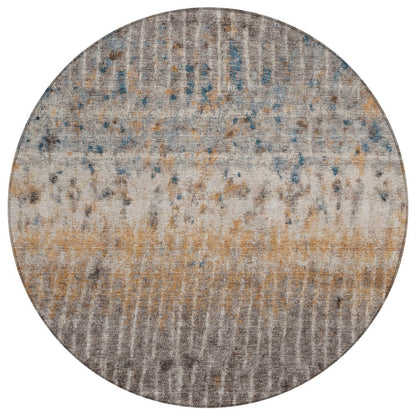 8' Taupe Merlot And Copper Round Abstract Washable Indoor Outdoor Area Rug HomeRoots