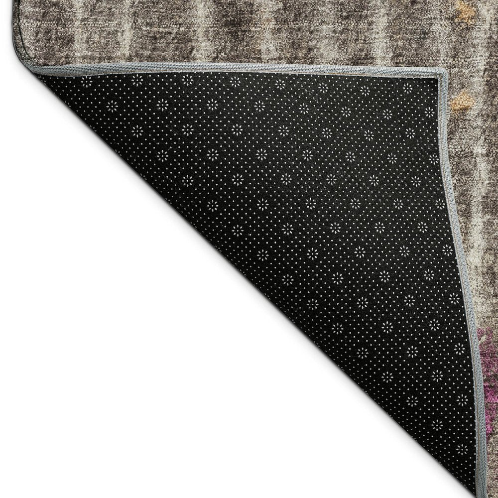 8' Taupe Merlot And Copper Round Abstract Washable Indoor Outdoor Area Rug HomeRoots