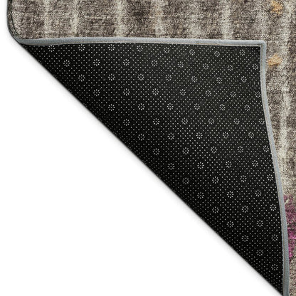 8' Taupe Merlot And Copper Round Abstract Washable Indoor Outdoor Area Rug HomeRoots