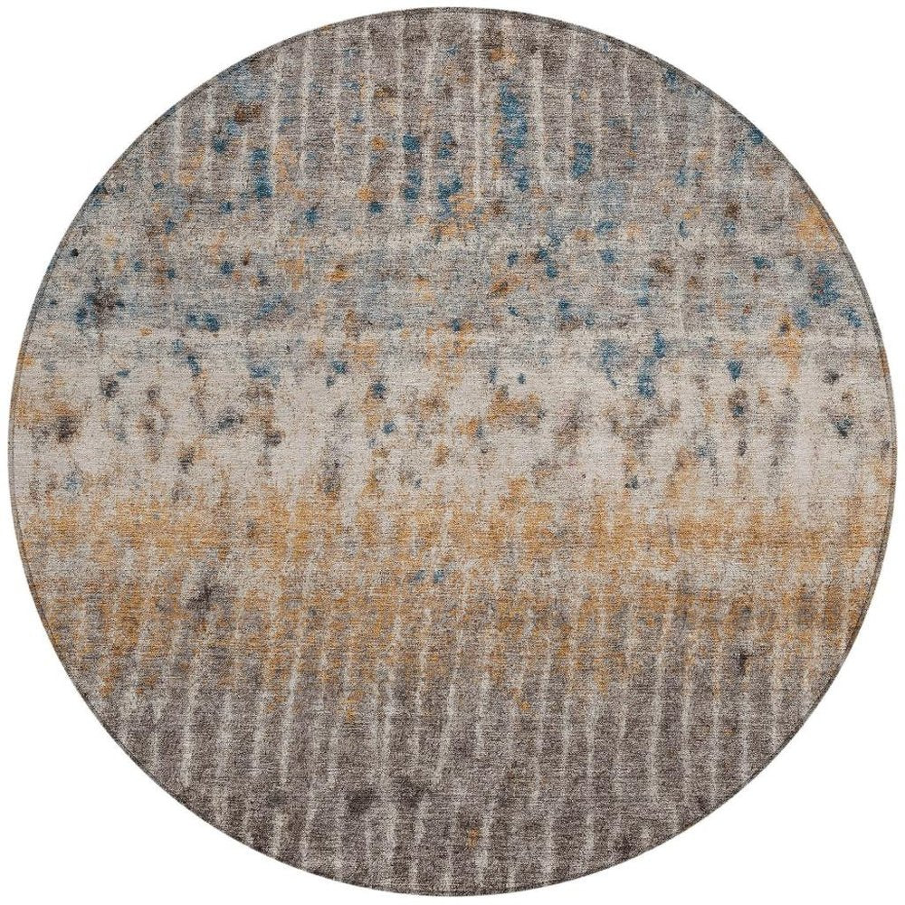 8' Taupe Merlot And Copper Round Abstract Washable Indoor Outdoor Area Rug HomeRoots