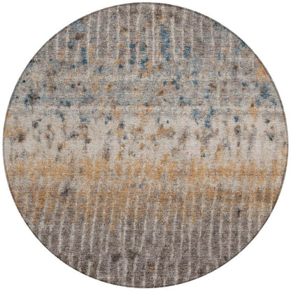 8' Taupe Merlot And Copper Round Abstract Washable Indoor Outdoor Area Rug HomeRoots