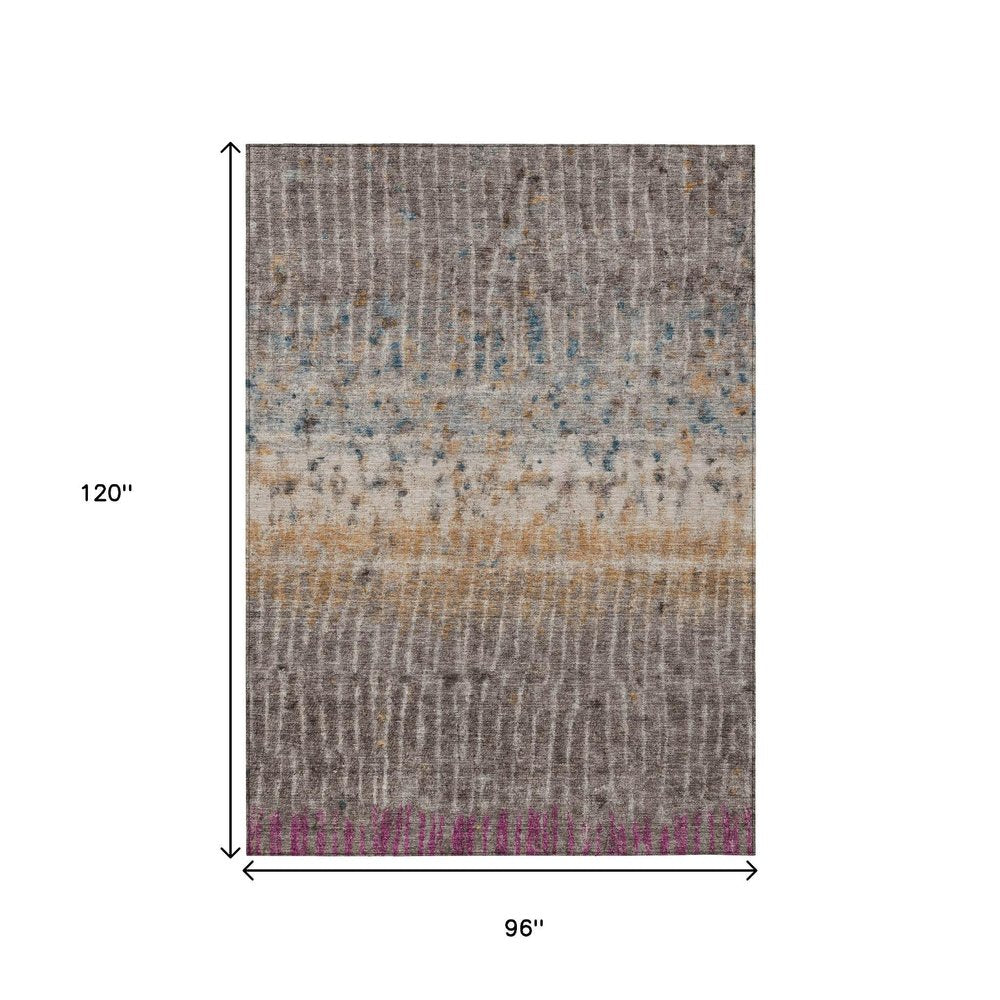 8' X 10' Taupe Merlot And Copper Abstract Washable Indoor Outdoor Area Rug HomeRoots