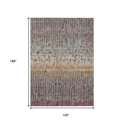 10' X 14' Taupe Merlot And Copper Abstract Washable Indoor Outdoor Area Rug HomeRoots